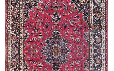 6 x 11 Rose Semi-Antique Persian Kashan Rug