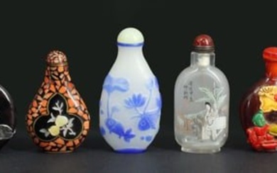 (8) Chinese Glass and Stone Snuff Bottles.