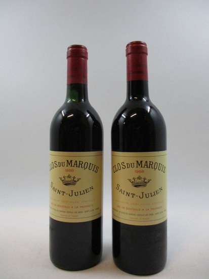 8 bouteilles CLOS DU MARQUIS 1988 Saint Julien (1 haute épaule