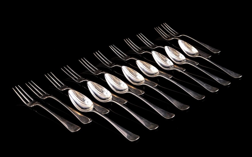 (-), 8 small silver spoons and 11 small...
