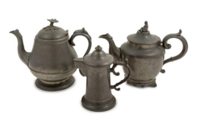 A Continental Pewter Teapot Height of tallest