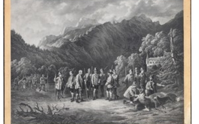 Emperor Francis Joseph I with a hunting party near Lake Offensee in the autumn of 1864