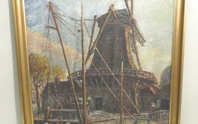 Fernand LAVAL (1886/95 1966). Vue de moulin en Hol…