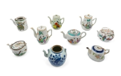 A Group of Nine Chinese Porcelain Teapots