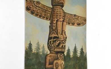 Grp: 58 Watercolor Early Paintings of Totem Poles
