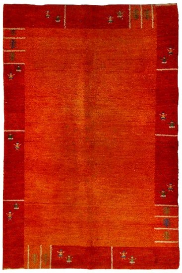 Handmade vintage Persian Gabbeh rug 4' x 5.9' ( 122cm x
