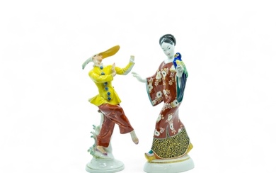 A 20TH CENTURY MEISSEN COMEDIA DEL ARTE FIGURE Together with...