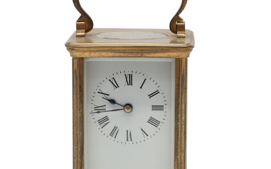 A BRASS CASED CARRIAGE CLOCK.