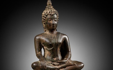 A BRONZE FIGURE OF BUDDHA SHAKYAMUNI, AYUTTHAYA PERIOD, 15TH-17TH CENTURY