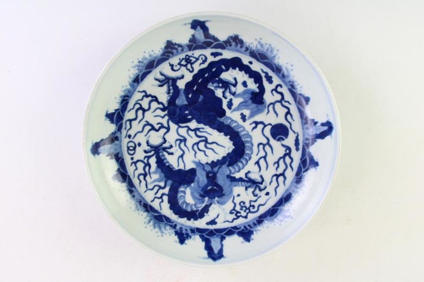 A Chinese Blue and White Dish (Signed to base)