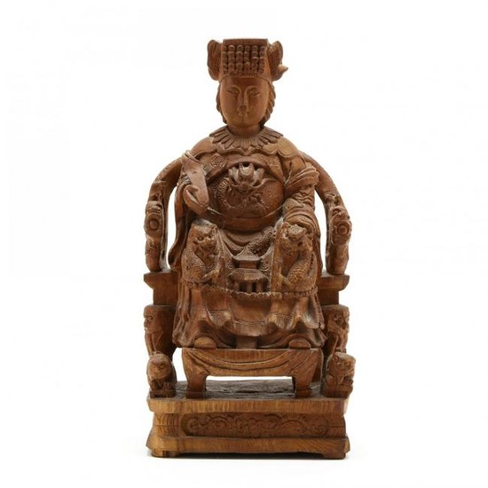 A Chinese Carved Wooden Sculpture of Empress