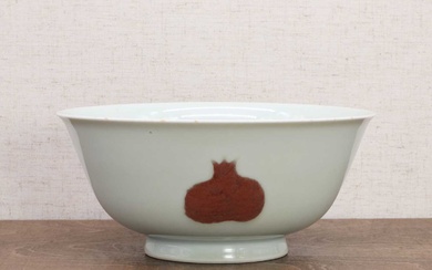 A Chinese copper-red decorated 'sanduo' bowl