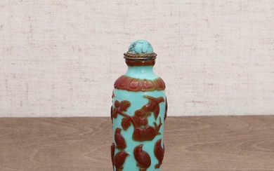 A Chinese overlay Peking glass snuff bottle