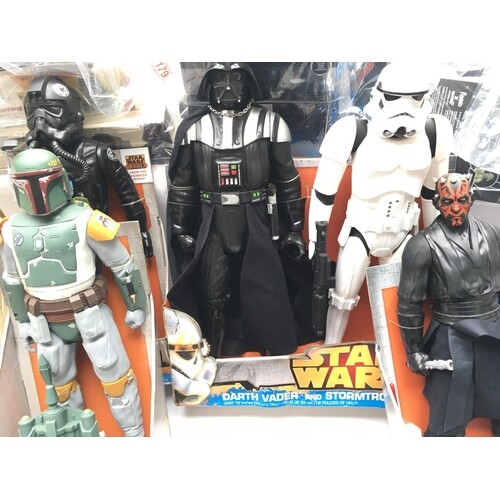 A Collection of Star Wars 18inch figures including Bobba Fet...