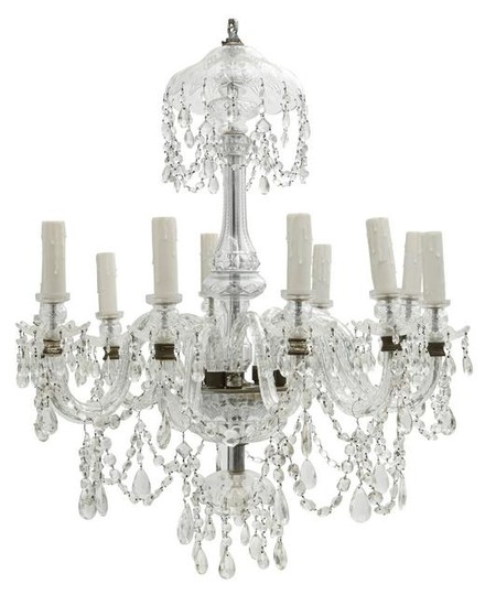 A Continental cut glass ten light chandelier