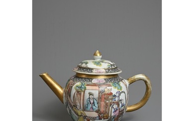 A FINE CHINESE FAMILLE ROSE PORCELAIN TEAPOT, 18TH CENTURY. ...