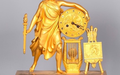 A Figurative Gilt Bronze Mantel Clock by Vishnevsky Bros., Moscow 1890's, marked, 50.5 cm.