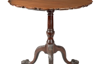 A GEORGE III MAHOGANY CIRCULAR SUPPER TABLE with pie-crust...