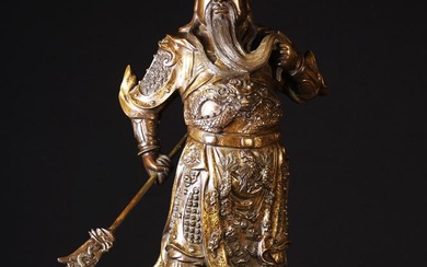 A Golden Brown Patinated Bronze Figure of Chinese Warrior God...
