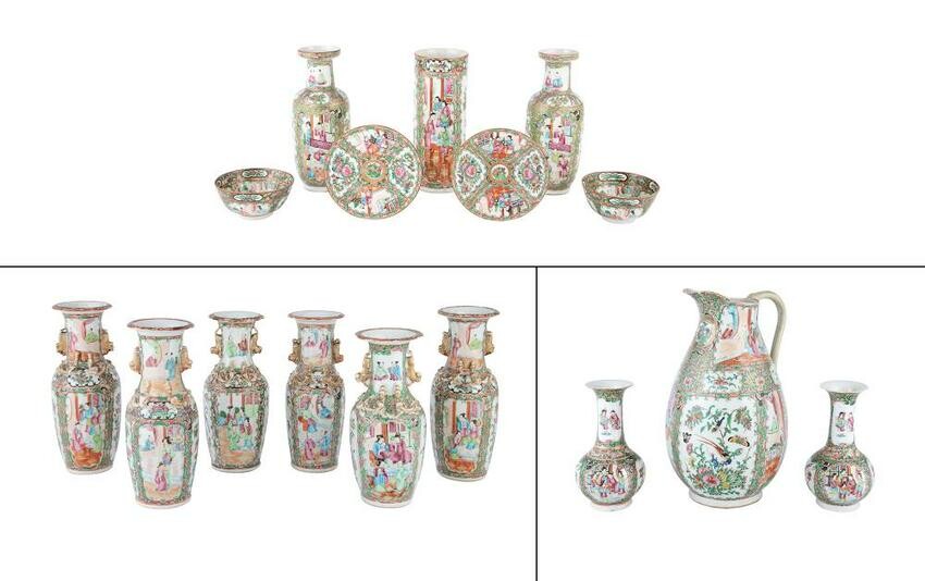 A Group of Chinese Rose Medallion Porcelain Articles