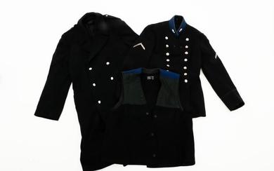 A "Koninklijke Marechaussee" (KMAR) uniform set, including overcoat, Dutch, ca. 1970.