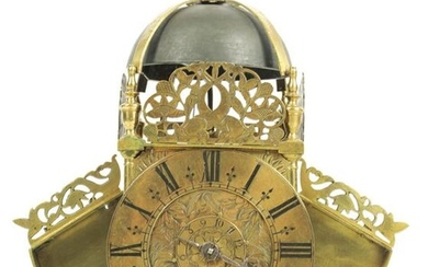 A LATE 17TH CENTURY WINGED BRASS LANTERN CLOCK WITH