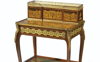A LATE LOUIS XV ORMOLU-MOUNTED TULIPWOOD AND MARQUETRY BONHEUR DU JOUR, BY PIERRE ROUSSEL, CIRCA 1770