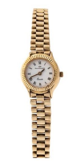 A Lady's wristwatch, the circular white dial withj applied Roman numerals, signed Philip Gerardot, quartz movement, to a brick link bracelet, length 17cm, dial diameter 2cm.