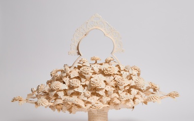 A Large Ivory Carved Flower Arrangement, Early 20th Century