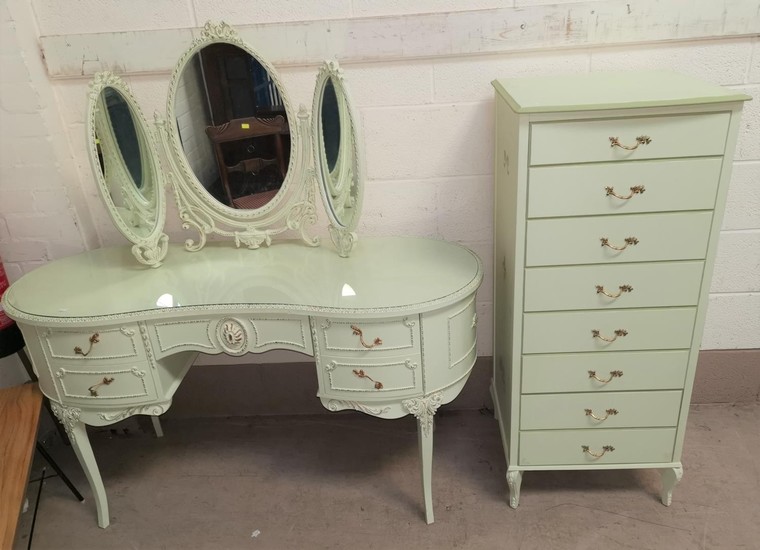 A Louis XV style kidney shaped dressing table with kneehole ...