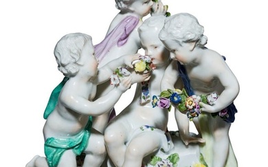 A Meissen porcelain putto group, circa 1780