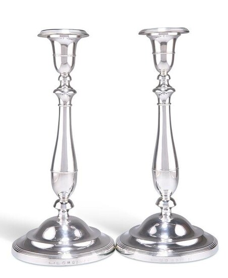 A PAIR OF GEORGE III SILVER CANDLESTICKS, by Nathaniel