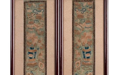 A Pair of Chinese Qing Dynasty Framed Forbidden Stitch