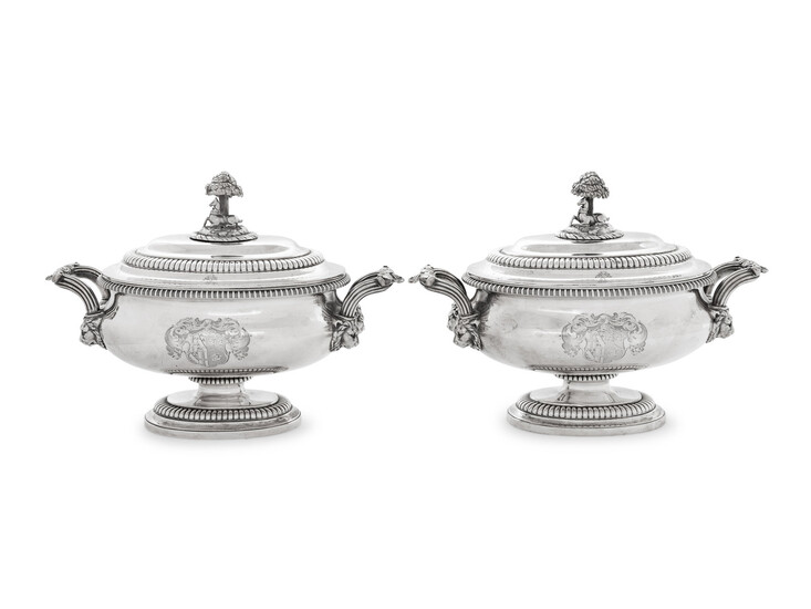 A Pair of Paul Storr George III Silver Covered Sauce Tureens