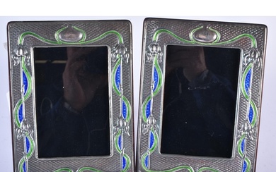 A Pair of Silver & Enamel Art Nouveau Style Photo Frames. S...