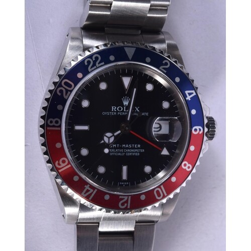 A ROLEX GMT-MASTER PEPSI DIAL STAINLESS STEEL WRISTWATCH wit...
