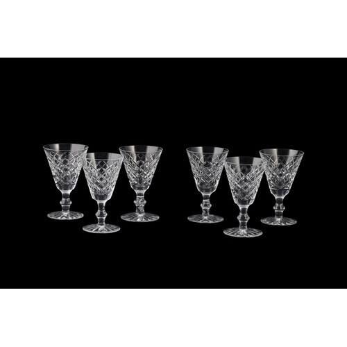A SET OF SIX MODERN WATERFORD CRYSTAL WINE GLASSES, ca 5'' h...