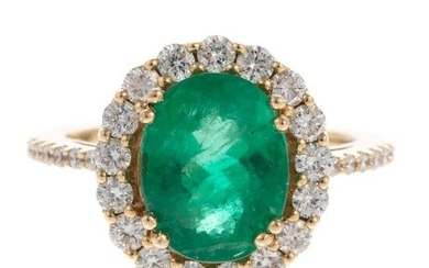 A Very Fine 3.20 ct Emerald & Diamond Ring in 14K