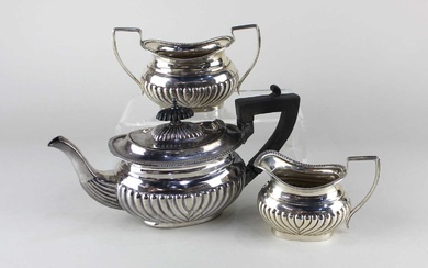 A Victorian silver three piece bachelor tea set