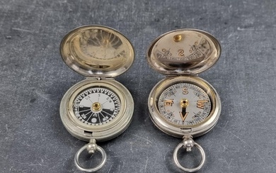 A WWI British military Mk.V nickel plated pocket compass, by...