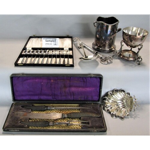 A collection of silver plated items comprising many cased an...