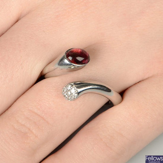 A diamond and deep pink tourmaline 'Carnival' ring, by Georg Jensen.