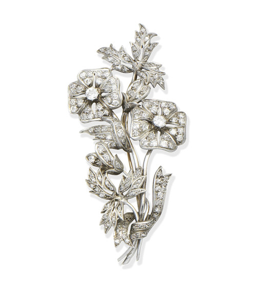 A diamond floral spray brooch