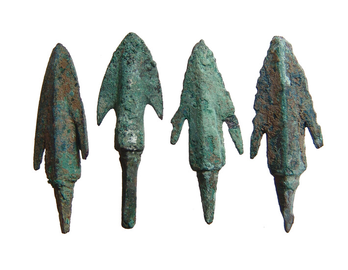 A group of 4 Near Eastern bronze arrowheads