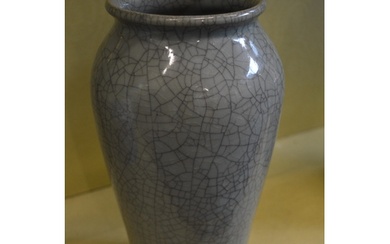 A large Chinese celadon crackle glazed porcelain vase.