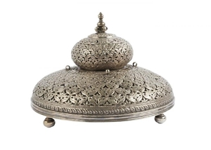 A large openwork silver incense burner, India,...