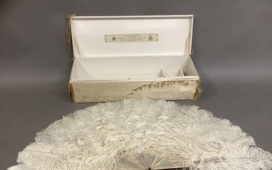A late 19th century white ostrich feather fan, the monture o...