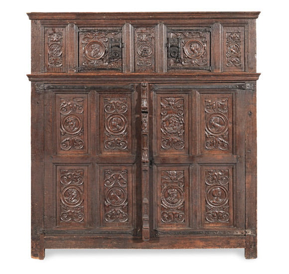 A rare and good first-half of the 16th century joined oak standing cupboard, circa 1520-50, French