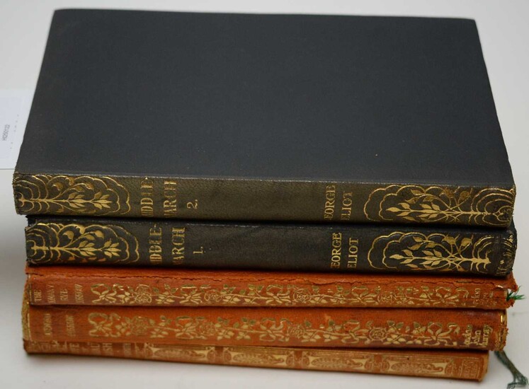 A selection of antique books including Middlemarch by George Eliot