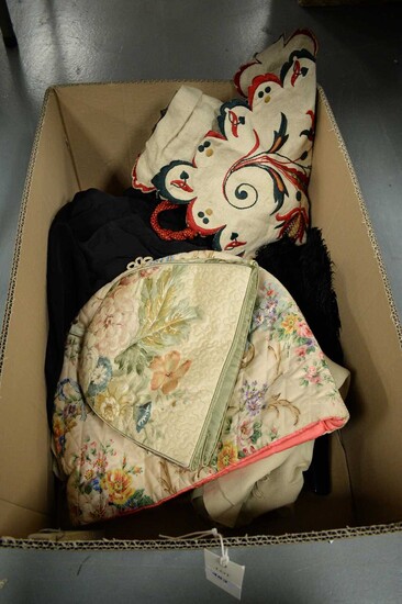 A selection of vintage textiles and accessories